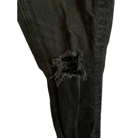 Zara Size 8 High Rise 28 Inseam Straight Leg Distressed Black Women Jean - Picture 4 of 8